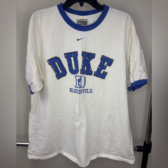 Nike Duke Blue Devils Vintage White and Blue Tee Size XL - Picture 1 of 6